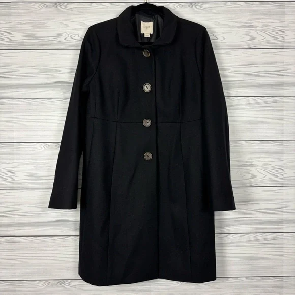 J. Crew Factory Uptown Wool Dress Coat Black Size 12 - Picture 2 of 7